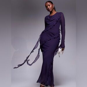Elegant Purple Long Sleeve Dress